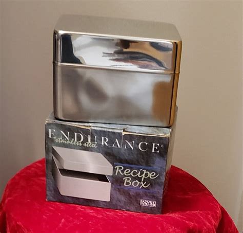 retro metal recipie box crafts|stainless steel recipe box.